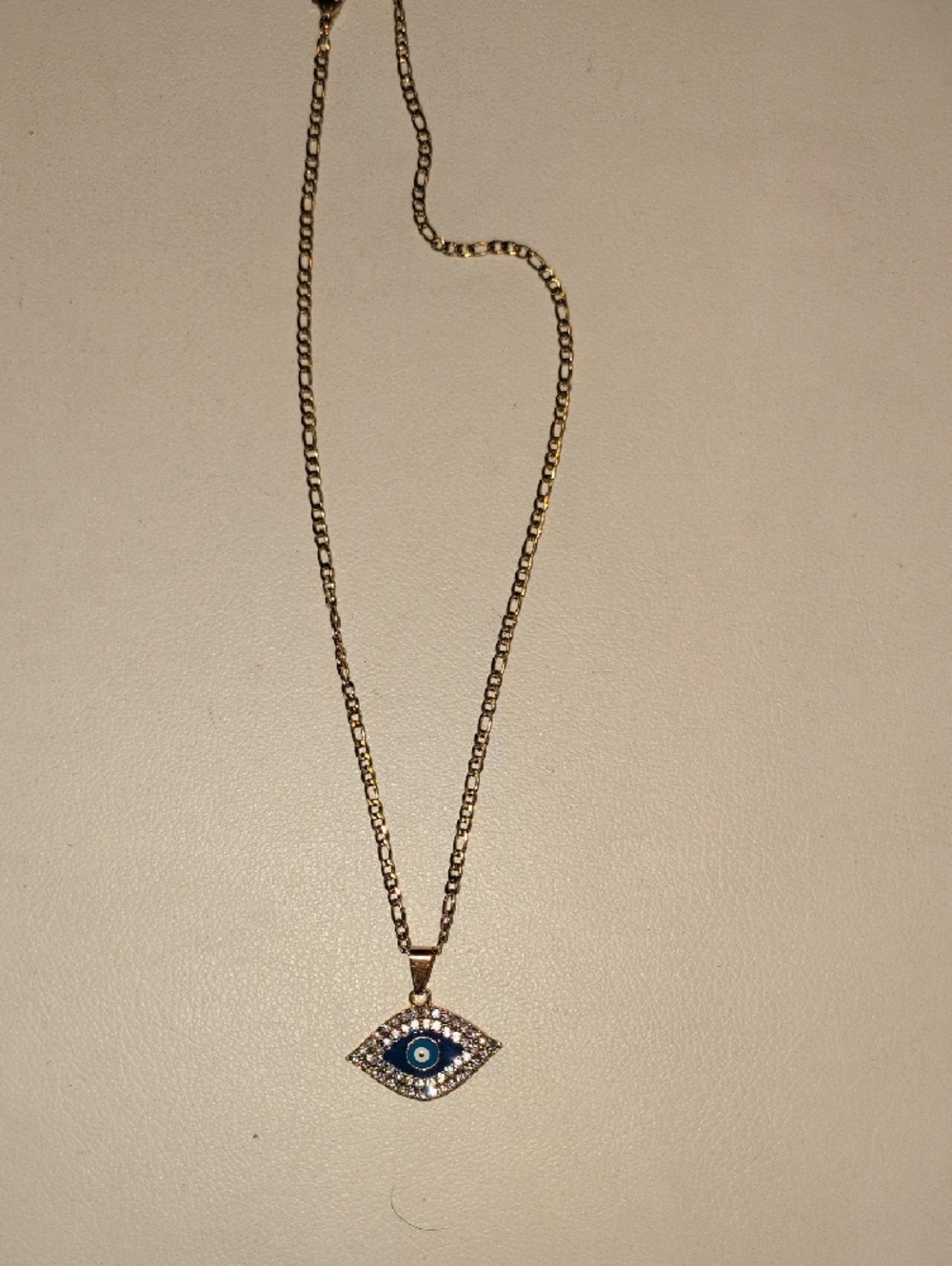FASHION Gold-Tone Blue Evil Eye Pendant Necklace - Picture 2 of 7